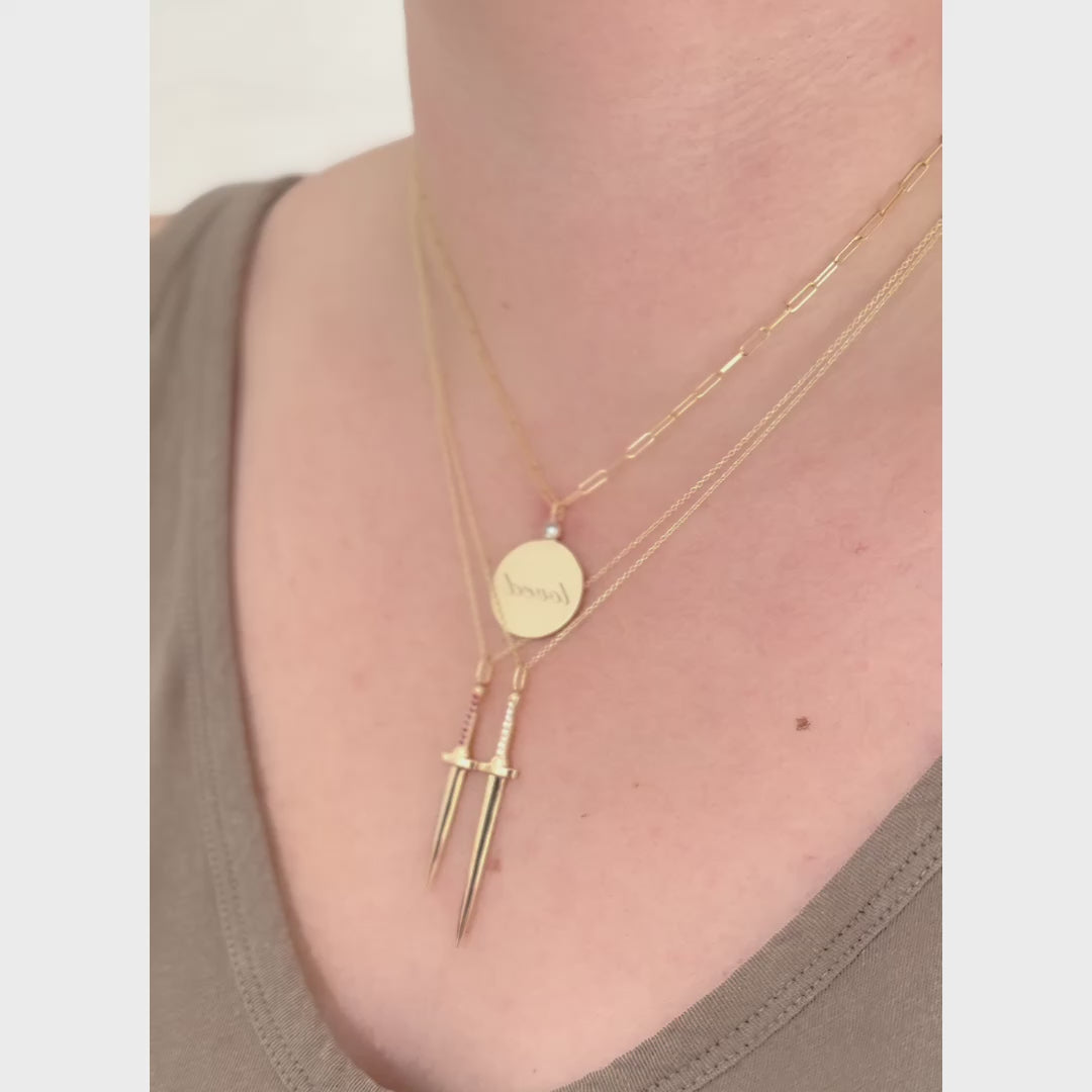Ruby Dagger Small Pendant Necklace