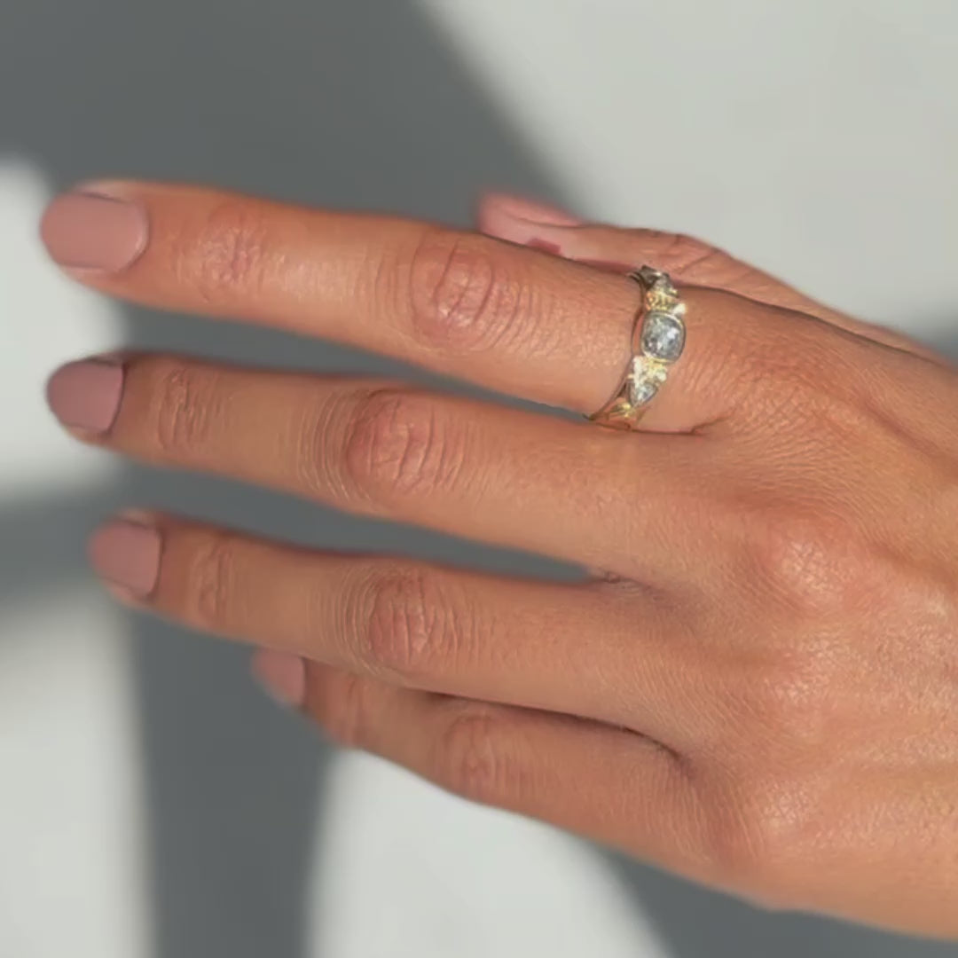Gray & White Diamond Totem Ring