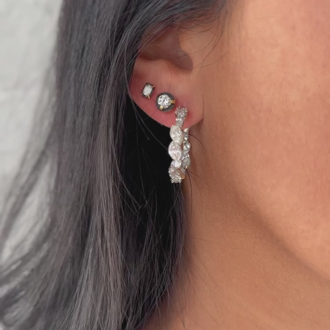 Emerald Cut Diamond Dark Halo Studs