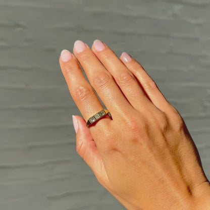 White Pyramid Guardian Bar Ring