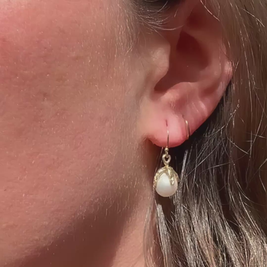 Gold Baroque Pearl Earrings