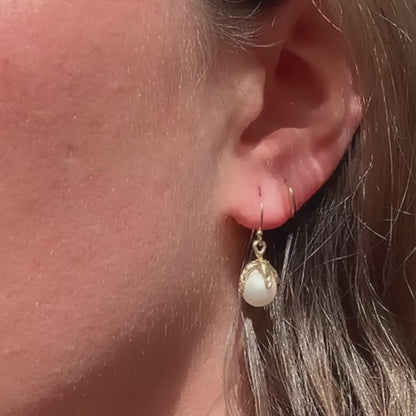 Gold Baroque Pearl Earrings