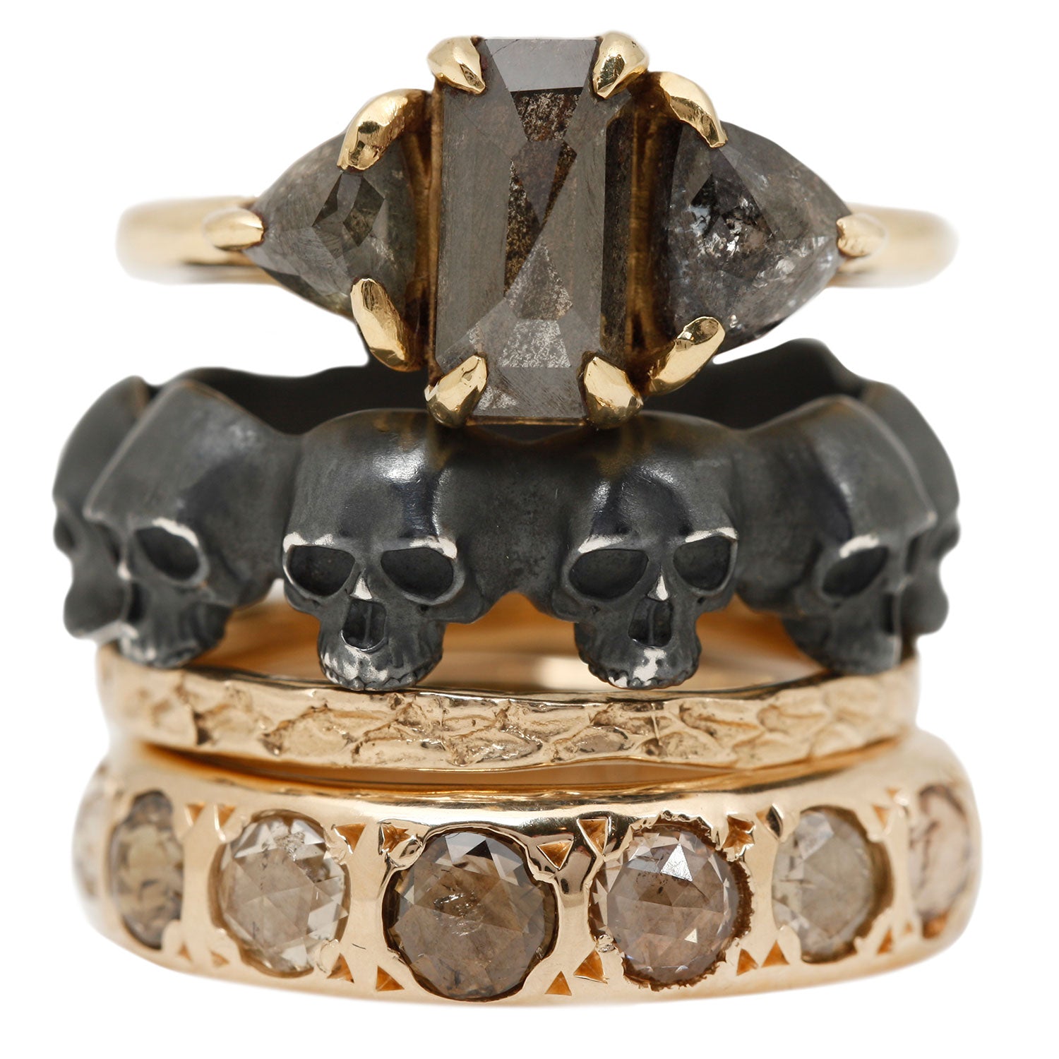 Oxidized Skull Eternity Ring