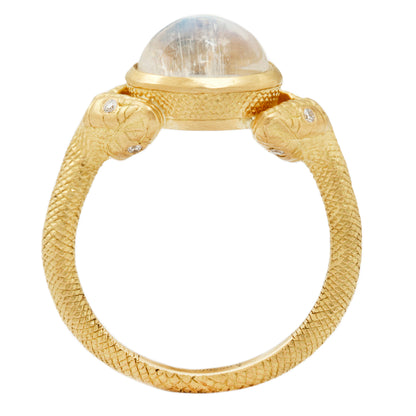 Double Headed Moonstone Serpent Ring