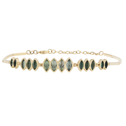 Multi Green Tourmaline Articulated Bracelet