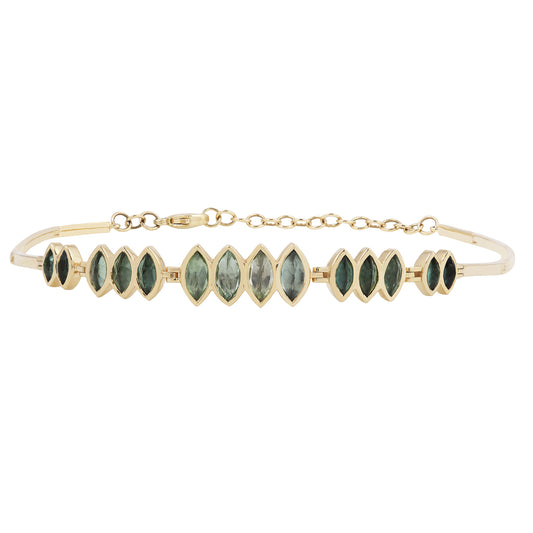 Multi Green Tourmaline Articulated Bracelet