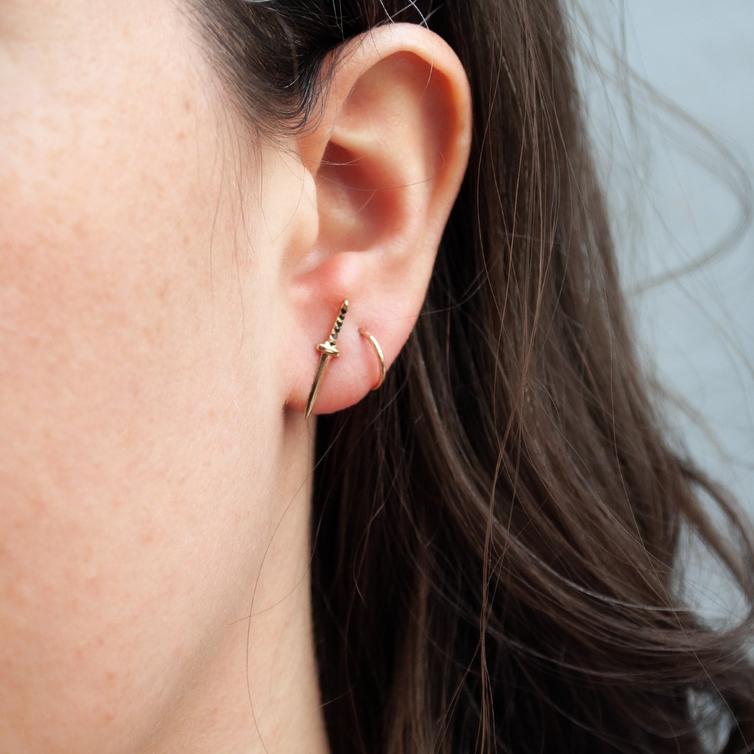 Black Diamond Baby Dagger Earrings
