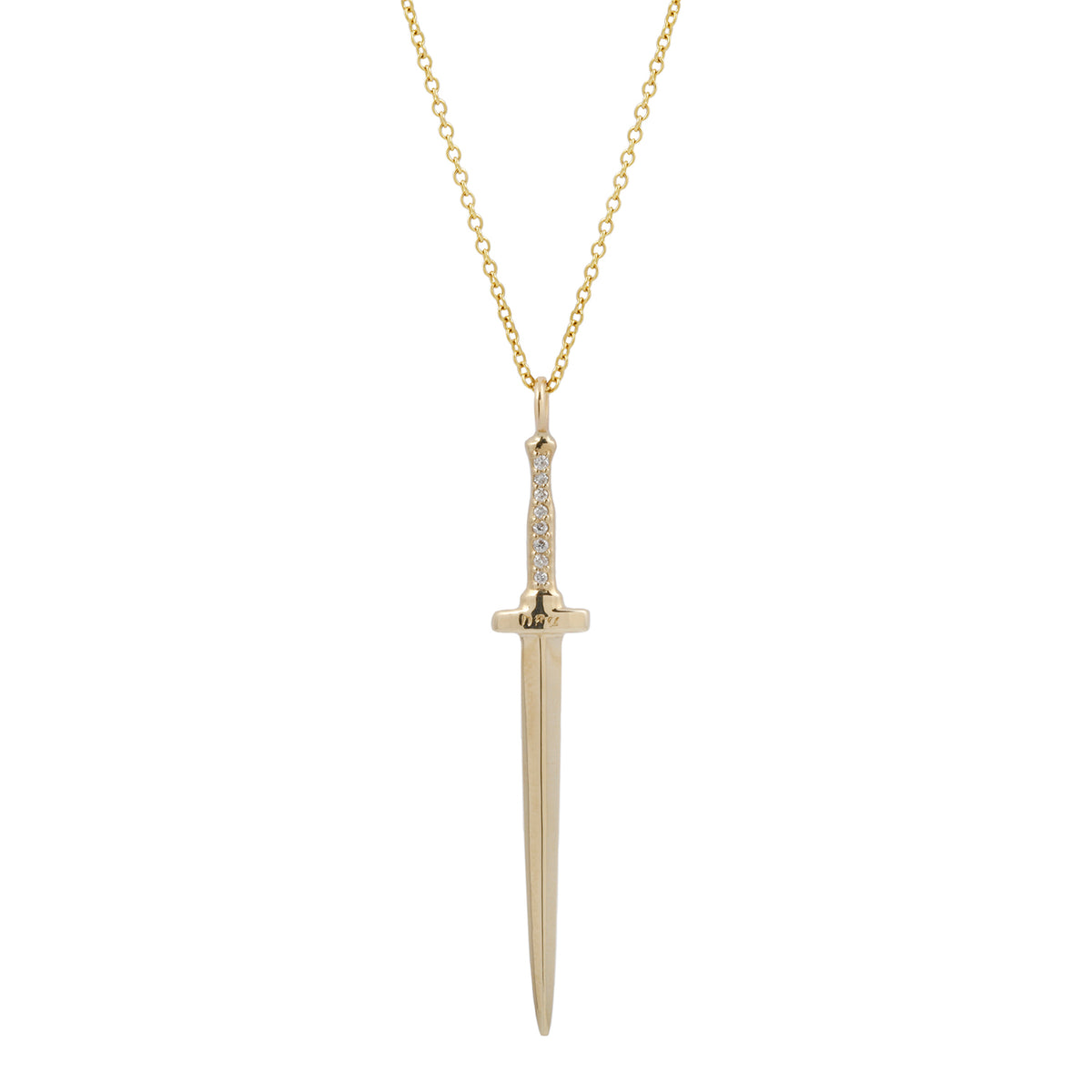 White Diamond Large Dagger Pendant Necklace