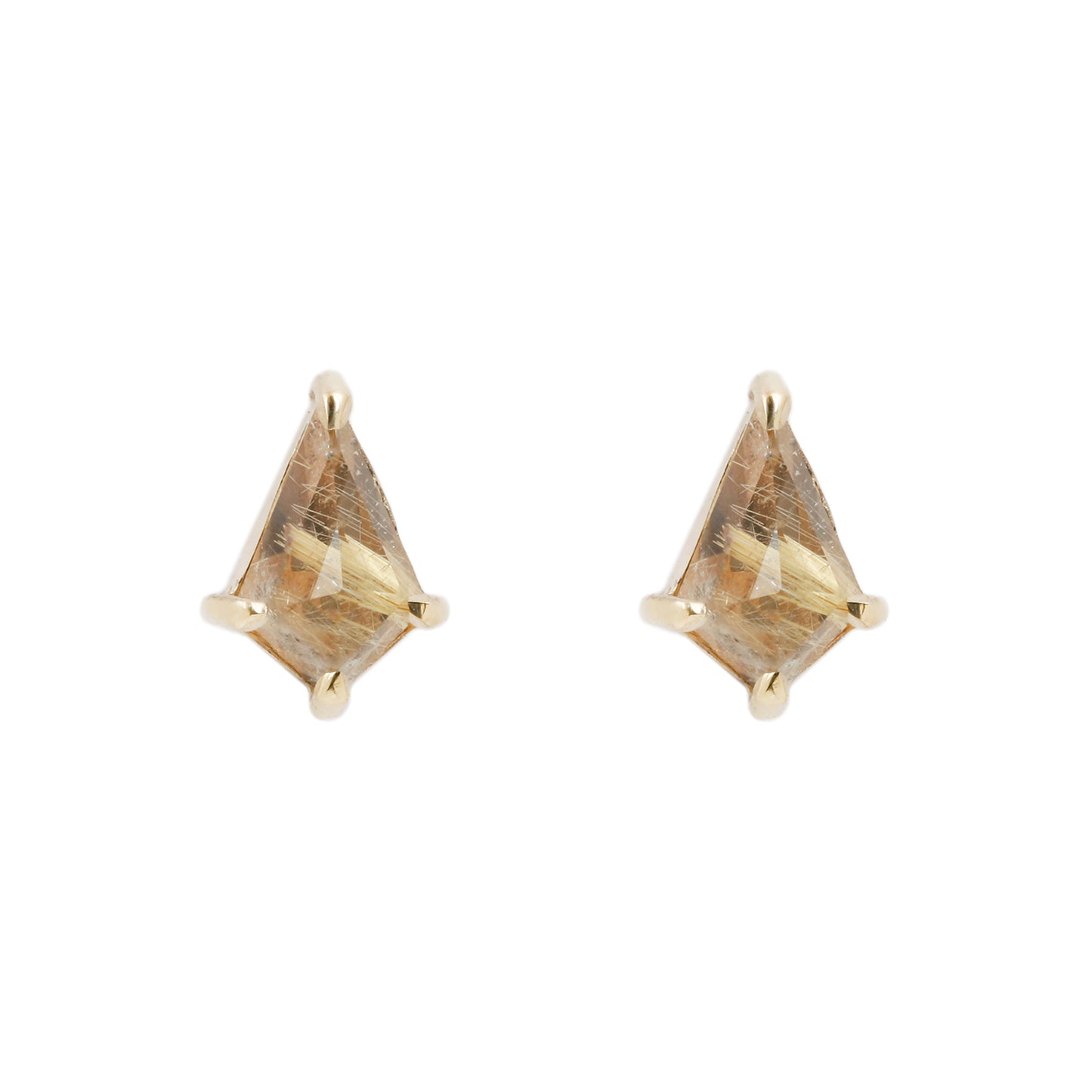 Small Yellow Quartz Kite Studs by Lauren Wolf agaisnt a white background | ESQUELETO