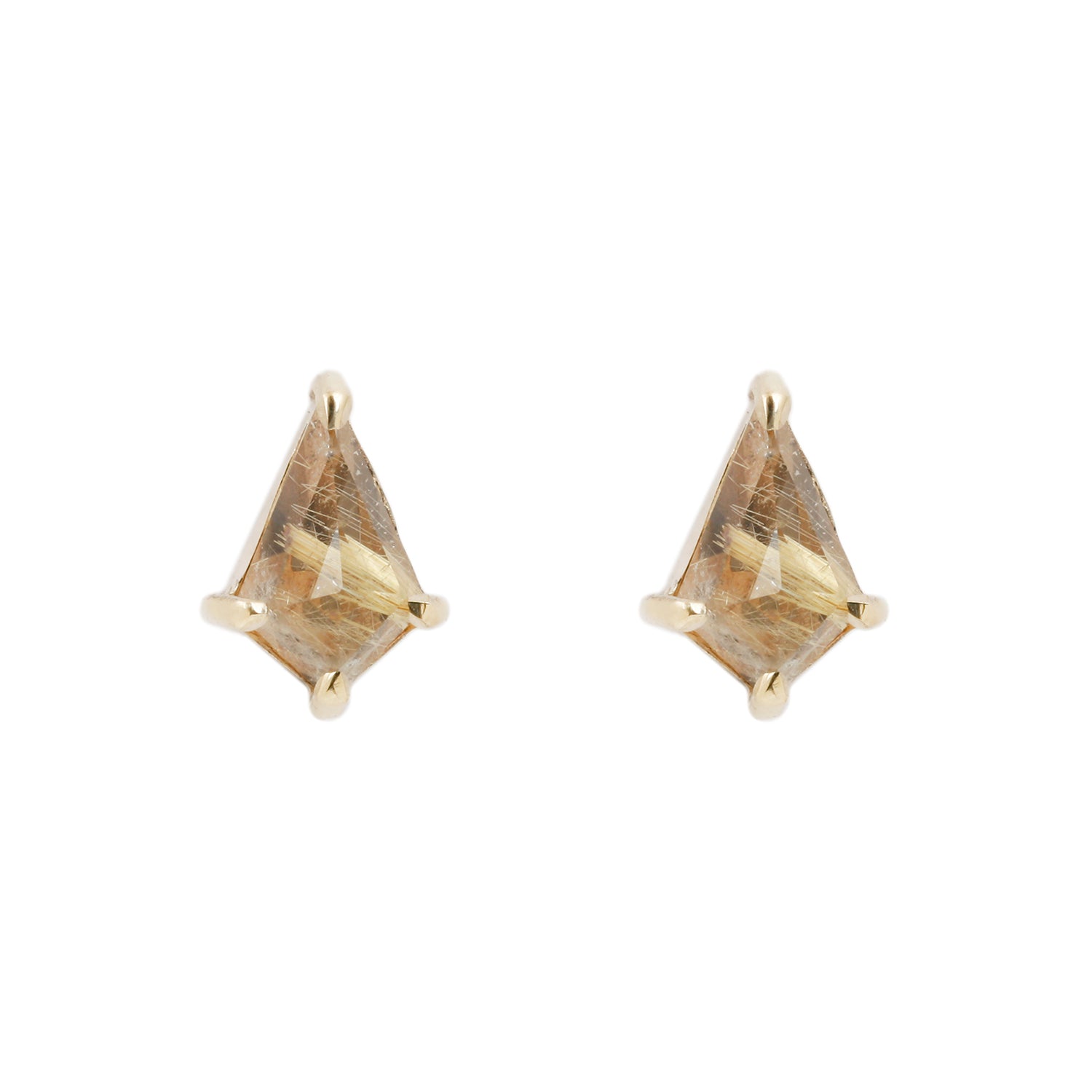 Small Yellow Quartz Kite Studs by Lauren Wolf agaisnt a white background | ESQUELETO