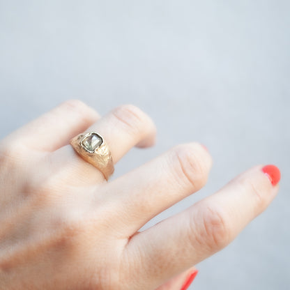 LX Gray Diamond Organic Signet Ring