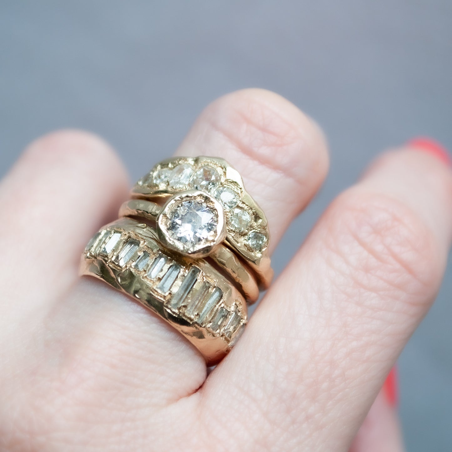 X Soft White Scatter Baguette Ring