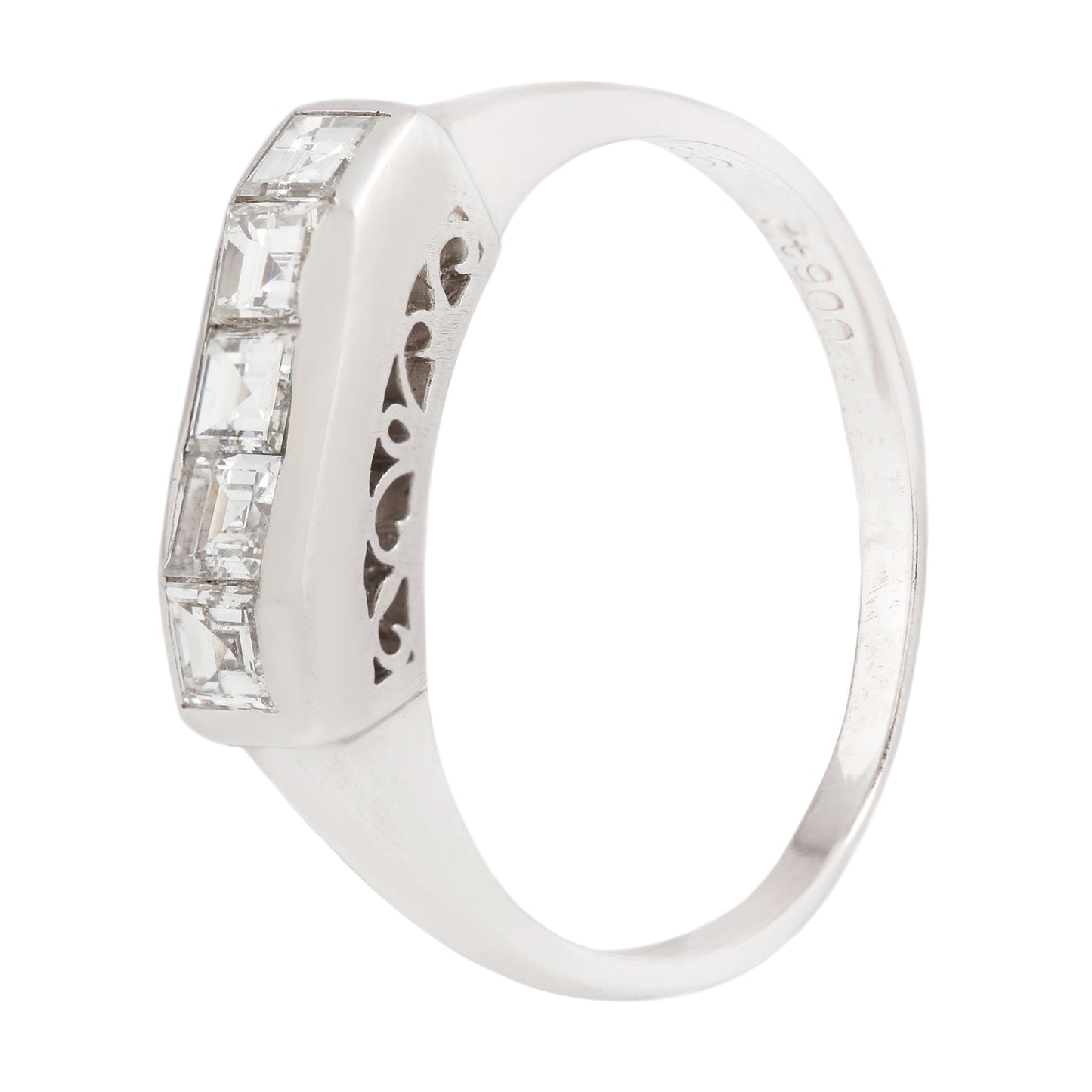 Platinum Five Diamond Bar Ring