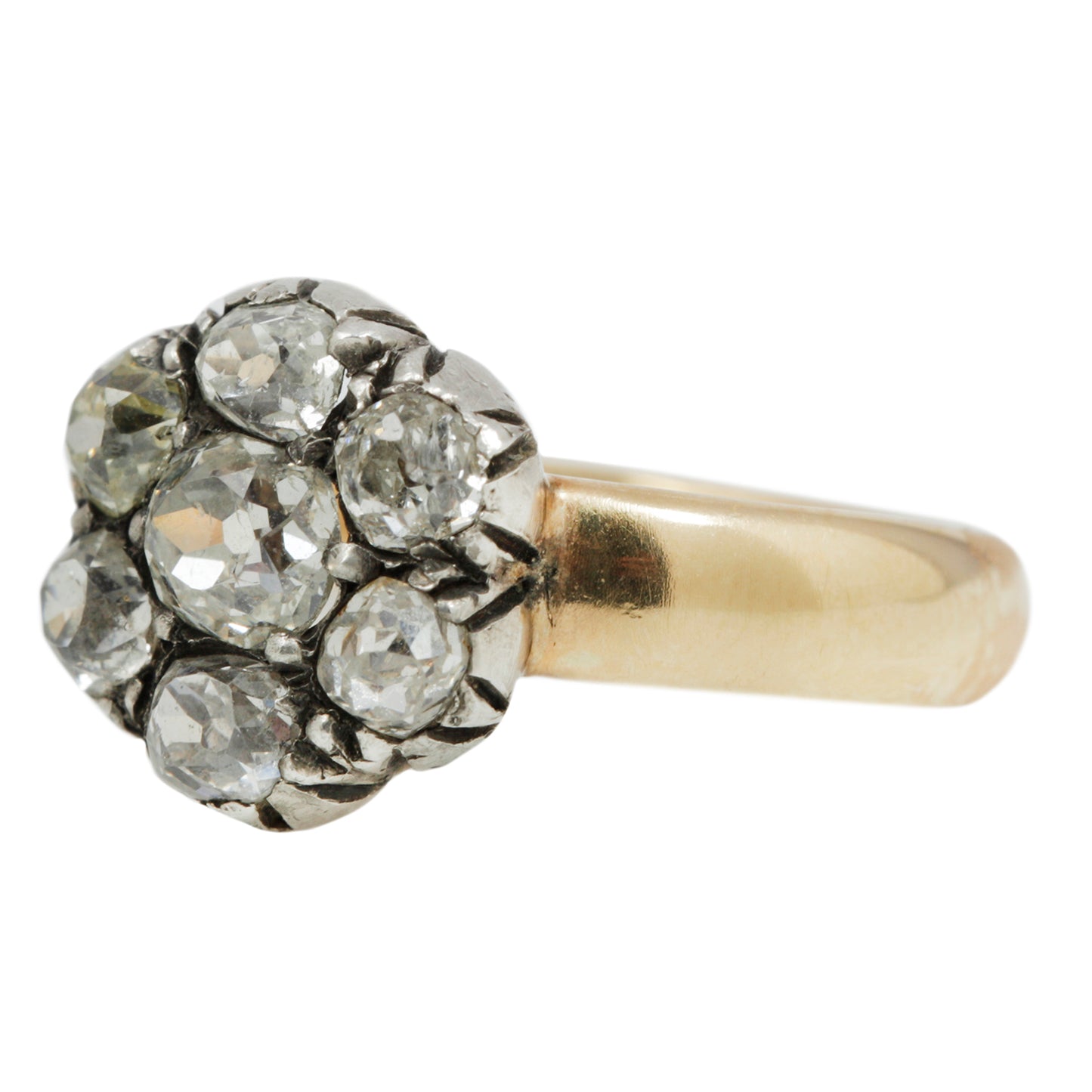 Mixed Metal Diamond Flower Ring