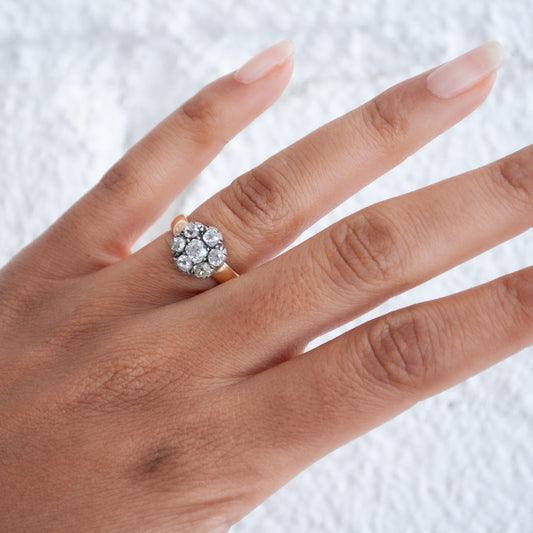 Mixed Metal Diamond Flower Ring