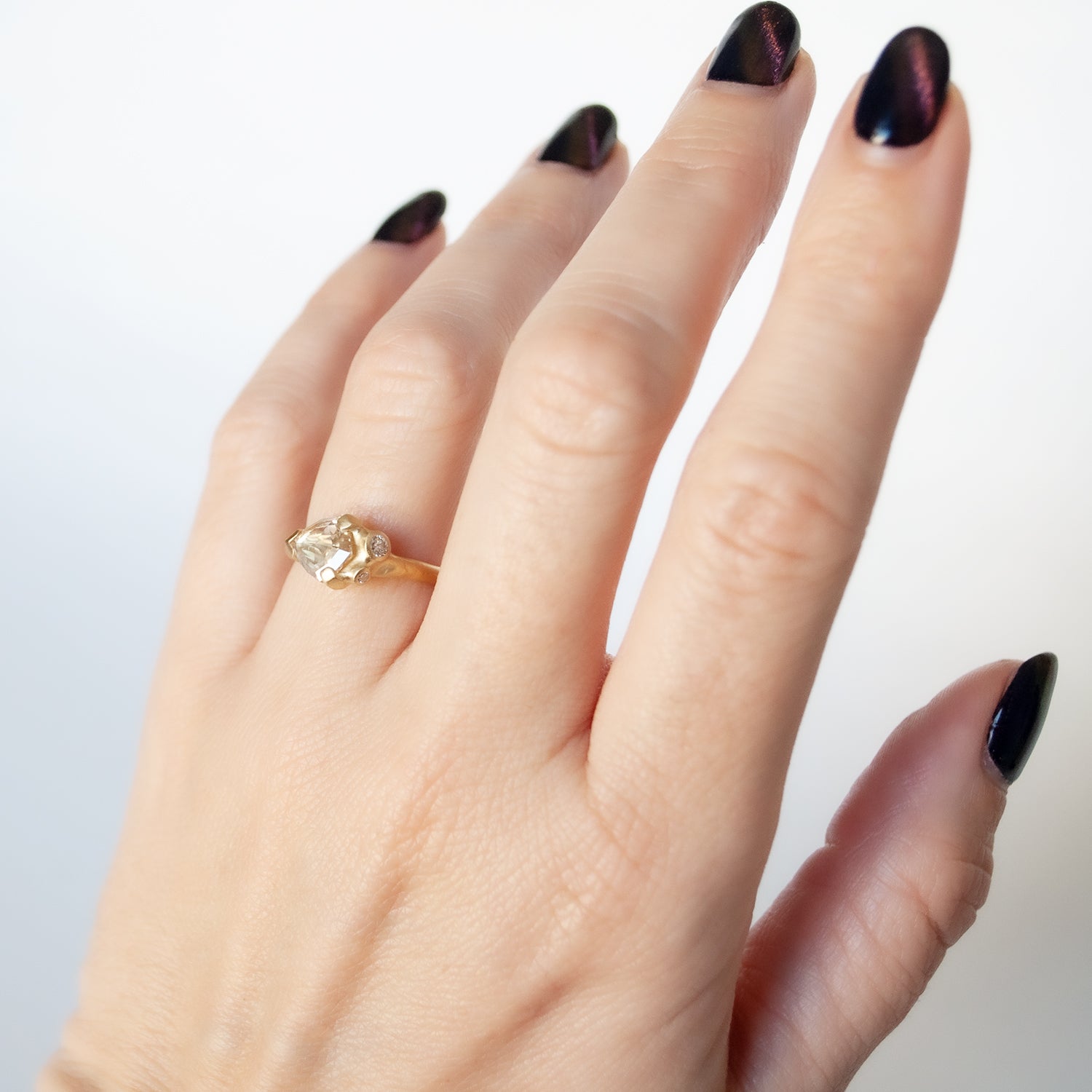 Champagne Shield Cluster Ring