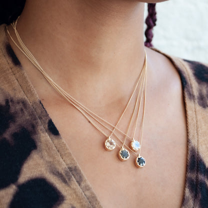 Rainbow Moonstone Octagon Necklace