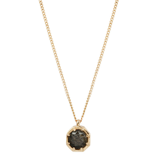 Quartz Octagon Necklace by Lauren Wolf shown on a white backdrop