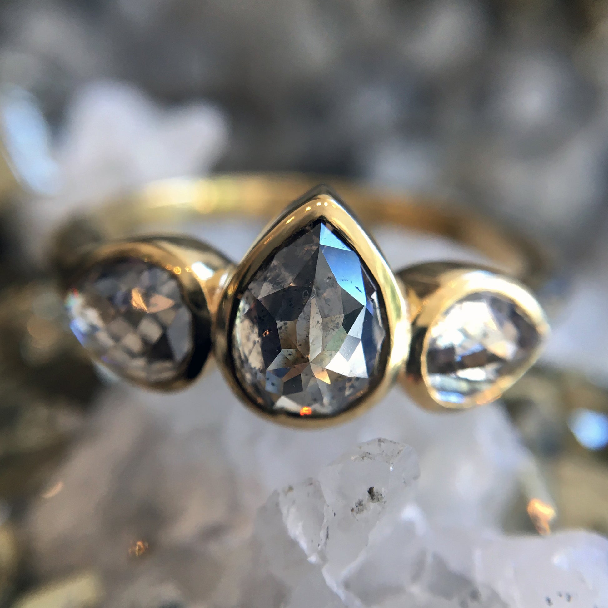 Thunder Cloud Three Stone Ring