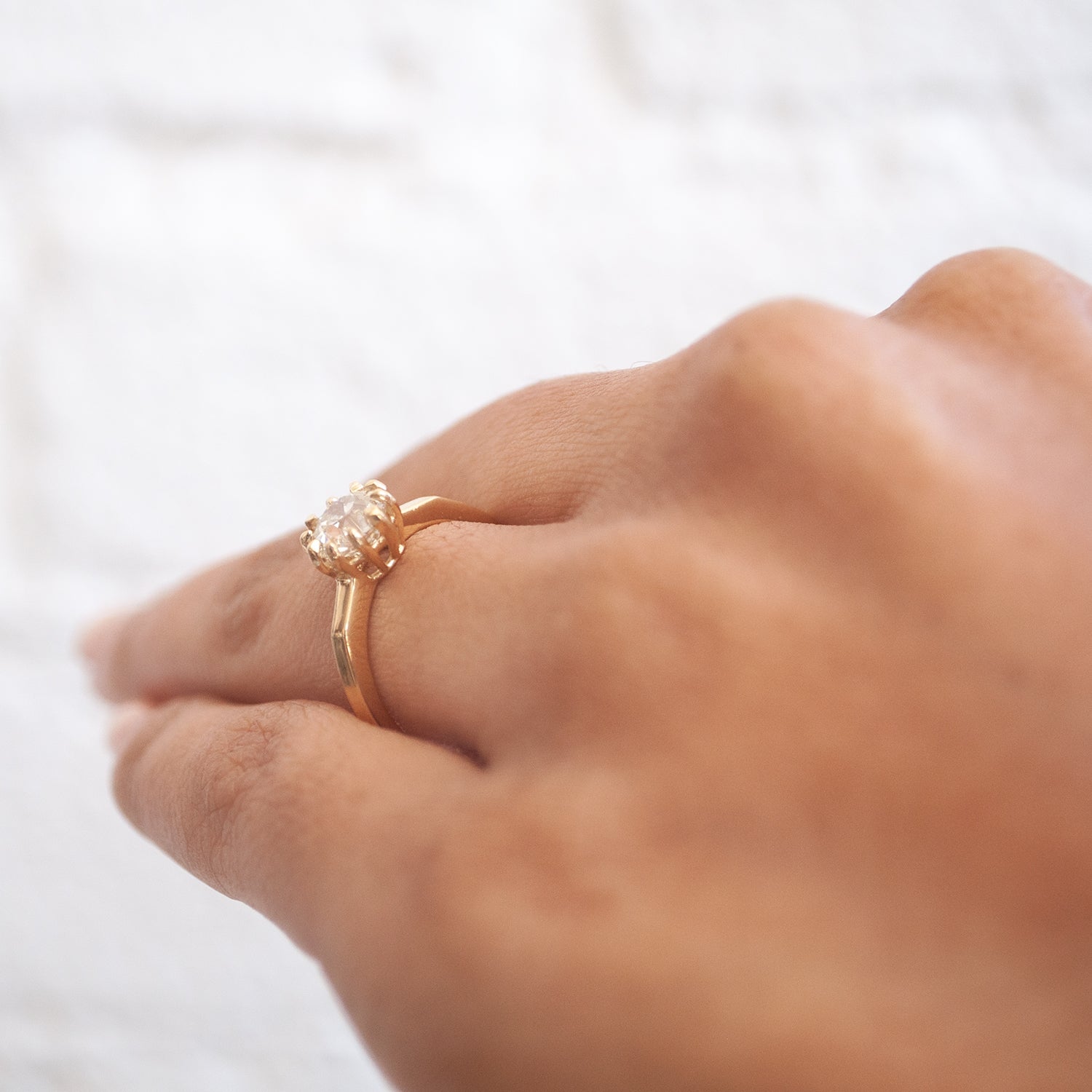 Mirror Diamond Solitaire Ring