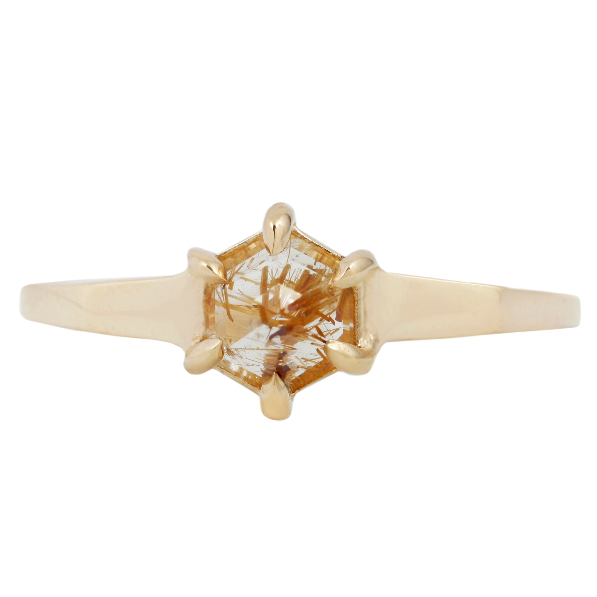 Small Yellow Quartz Hexagon Ring
