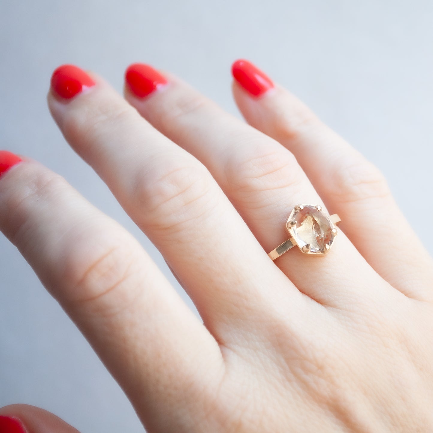 Hexagon Champagne Ring