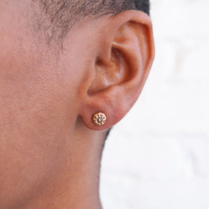 Tiny Rutilated Quartz Quartz Studs by Lauren Wolf Jewelry shown worn on the ear