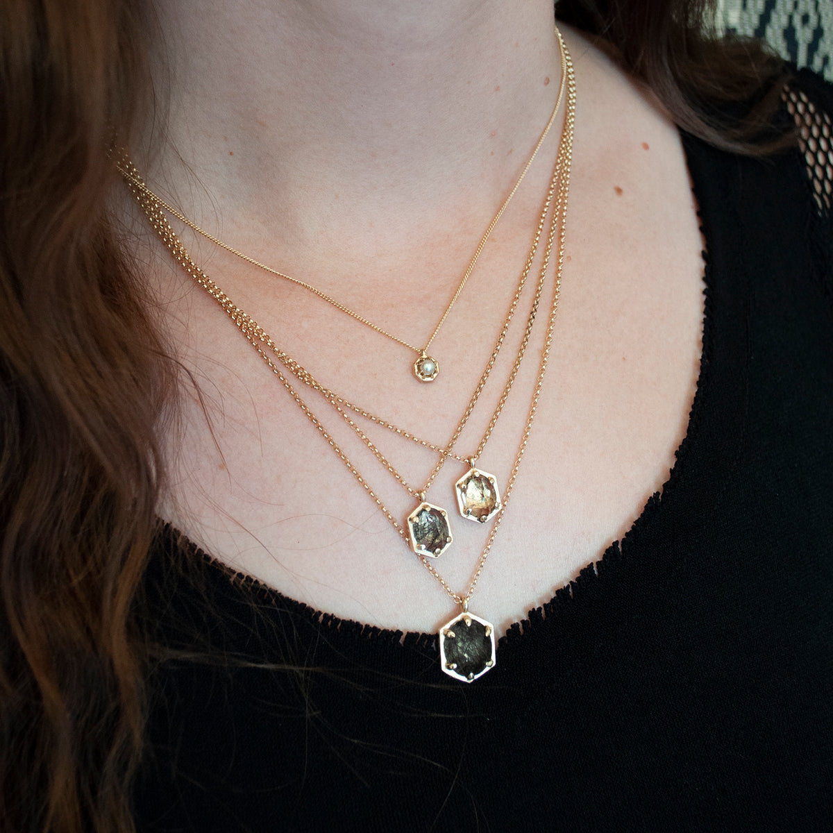 Hexagon Champagne Necklace