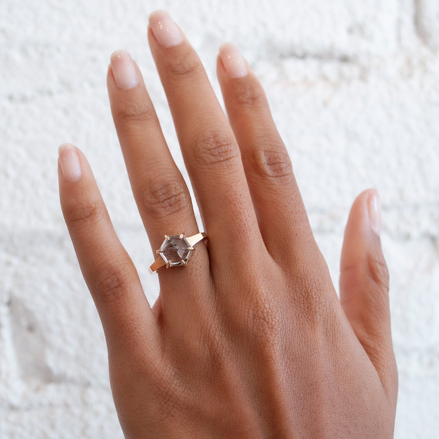 Large Quartz Hexagon Ring
