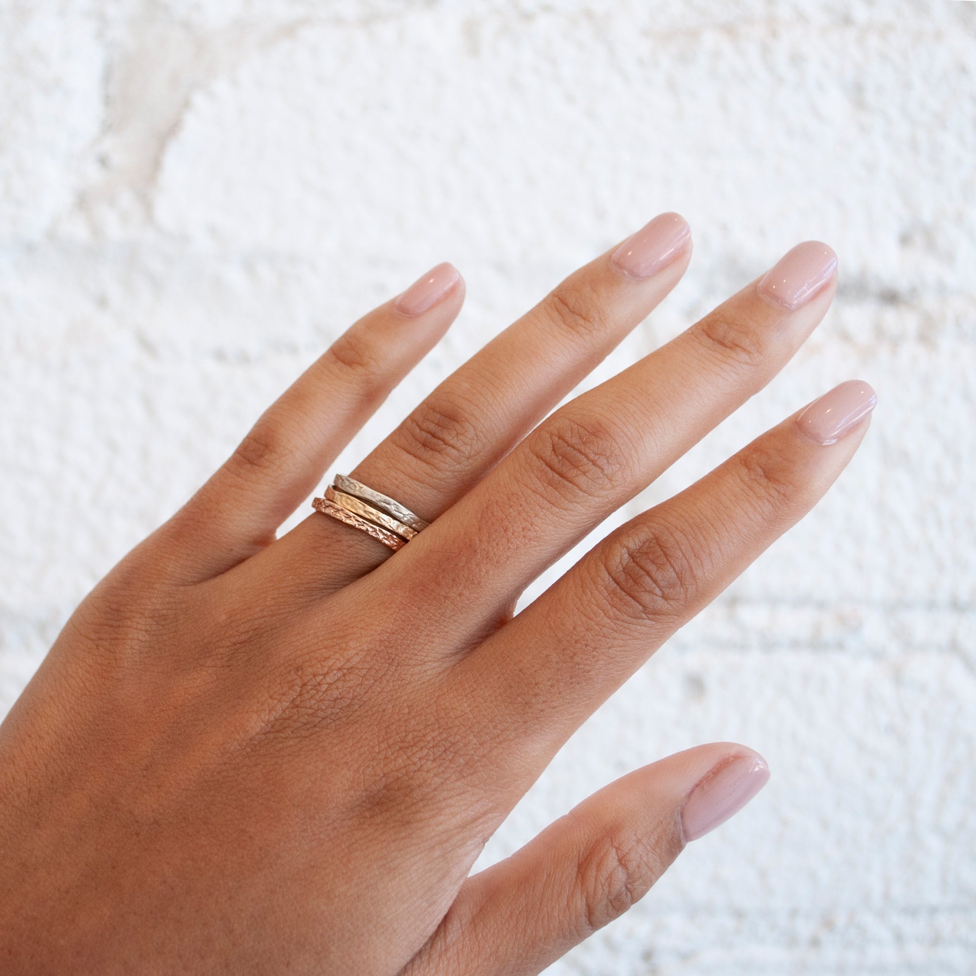 White Gold Snakeskin Stacking Band