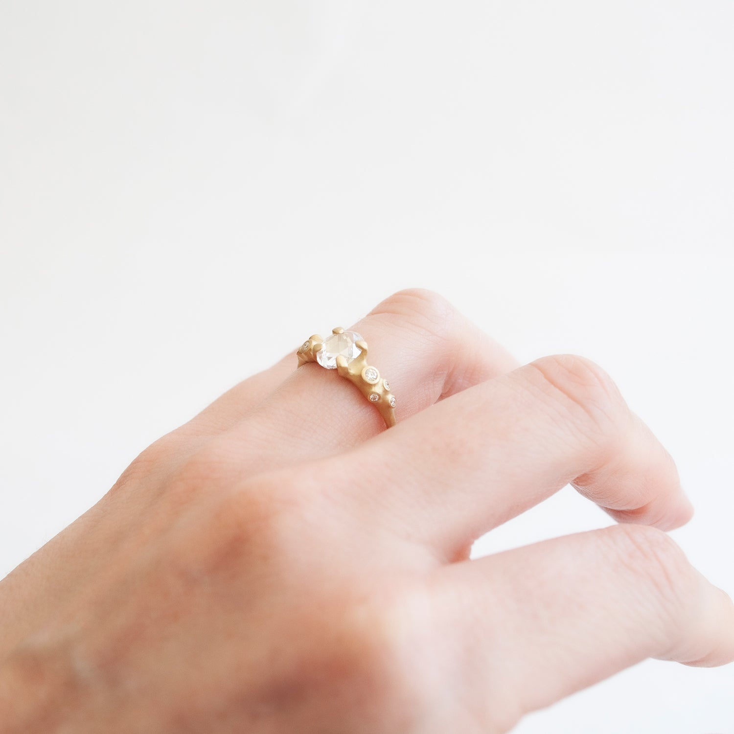 Oval White Diamond Cluster Ring