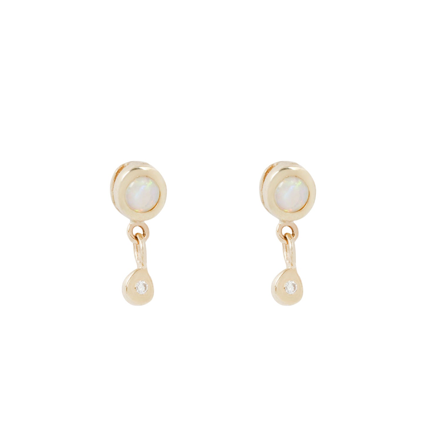 Opal Bezel Droplet Studs