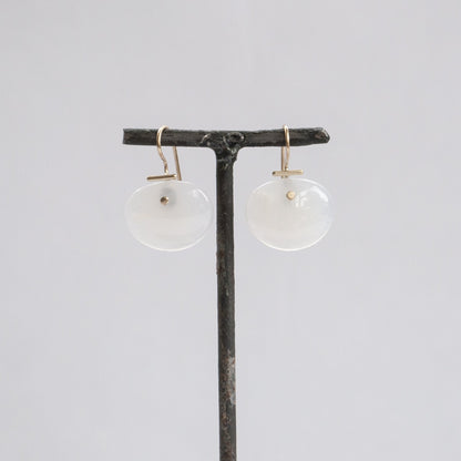 S. Yamane Studio Medium Lingzhi Kiku White Agate Earrings