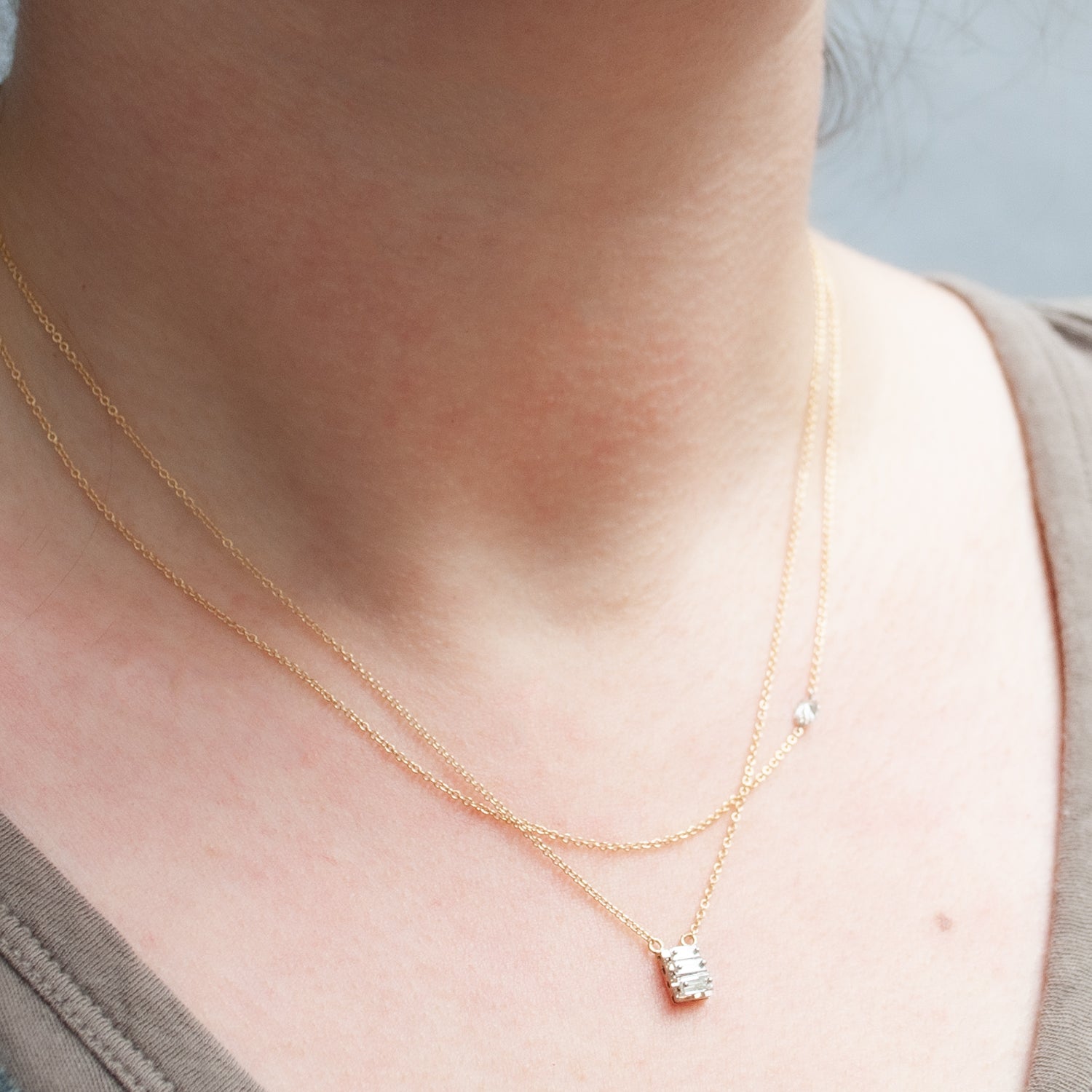 Triple Baguette Diamond Necklace