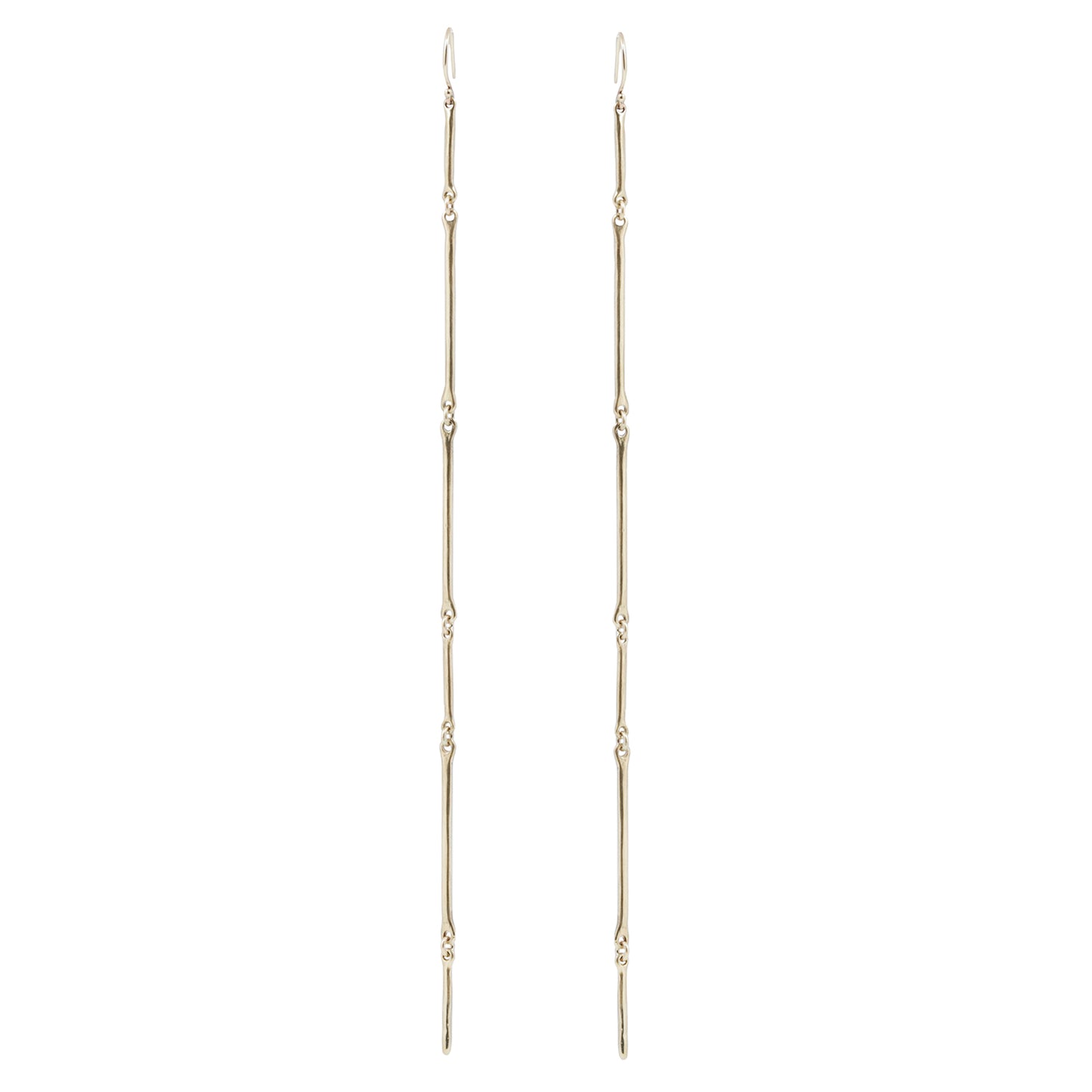 Long Gold Cast Line Earrings
