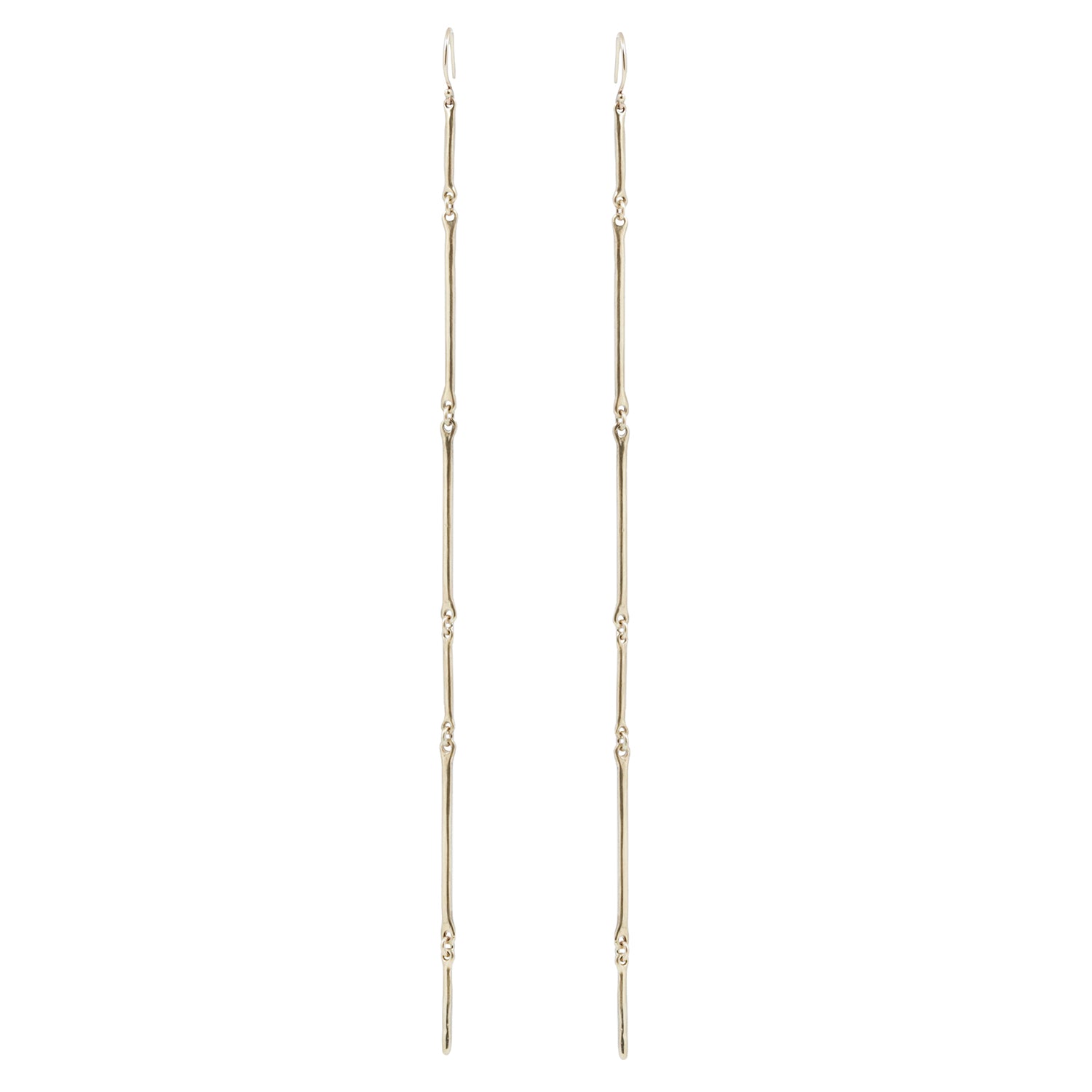 Long Gold Cast Line Earrings