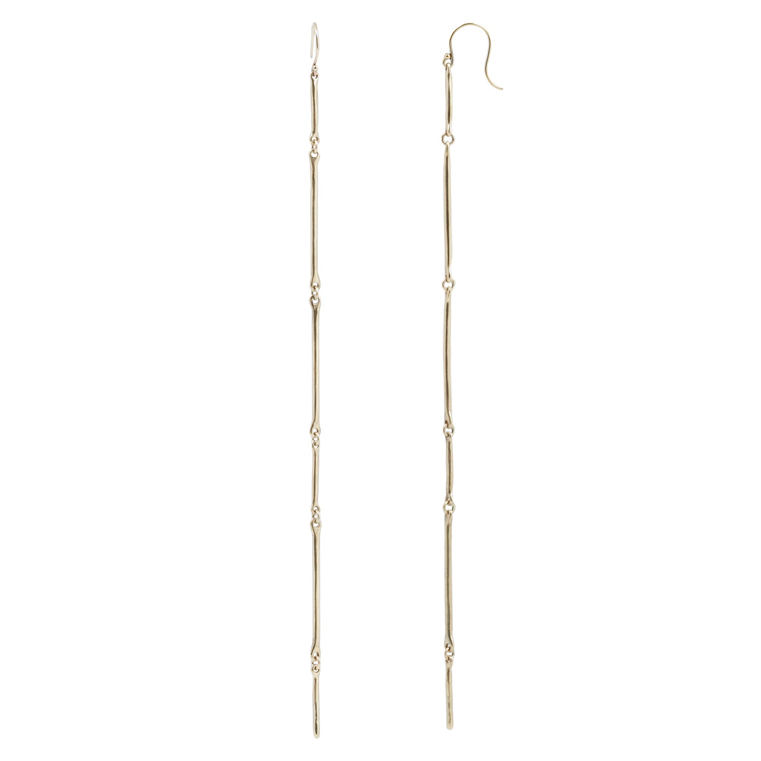 Long Gold Cast Line Earrings