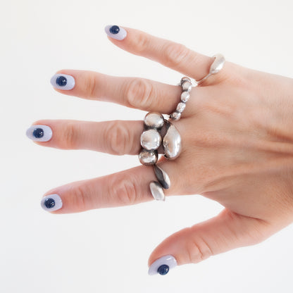 Silver Peony Buds Ring