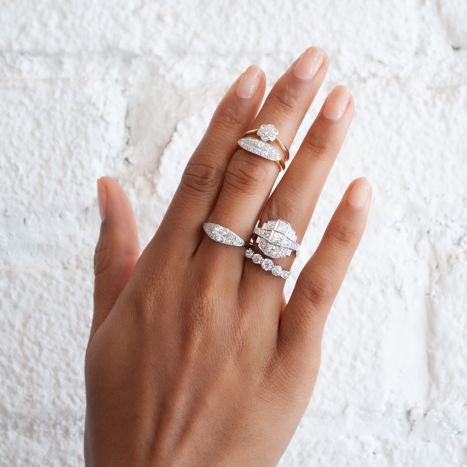 Platinum Diamond Tapered Art Deco Ring