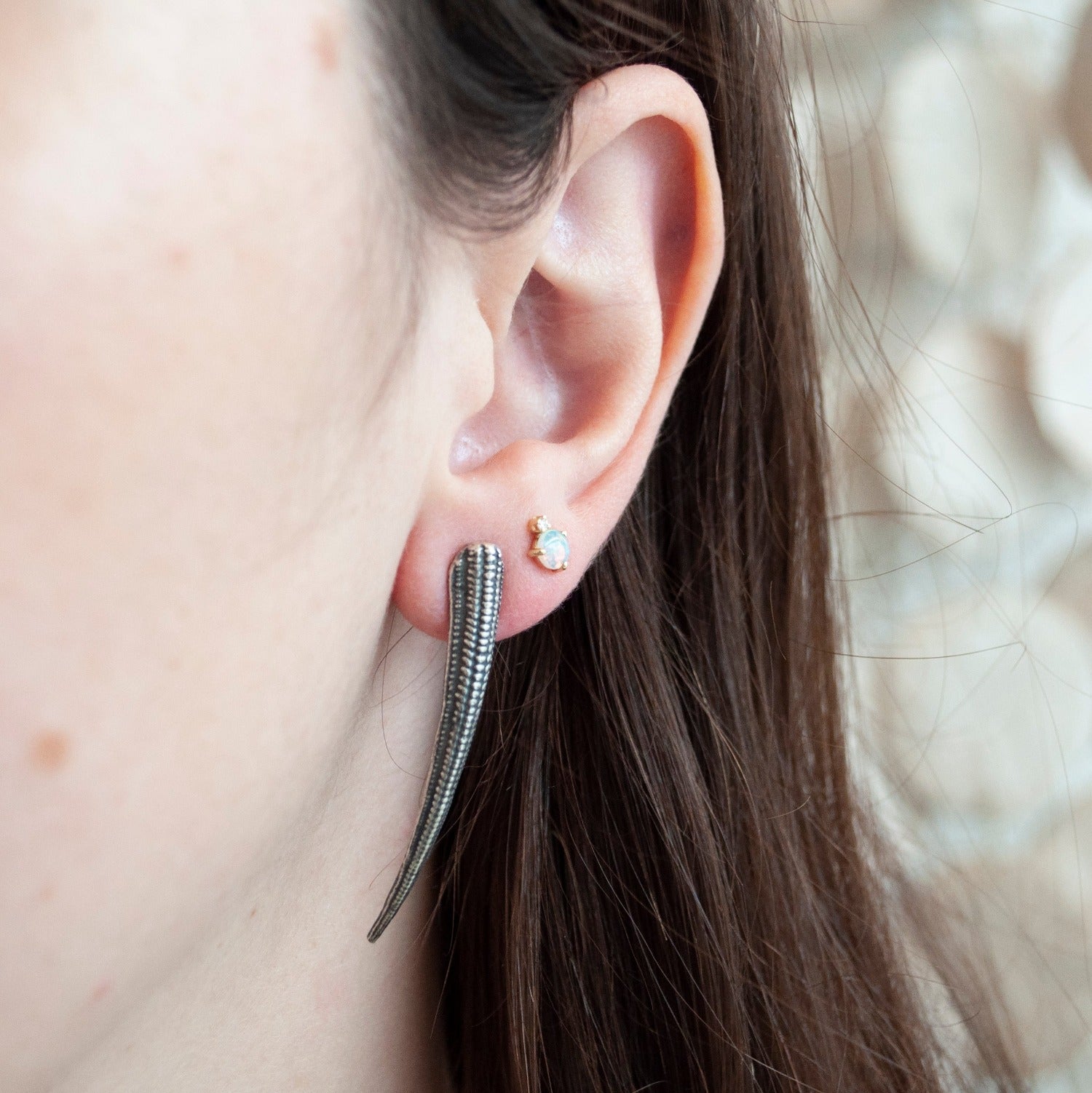 Silver Seashell Spike Earrings