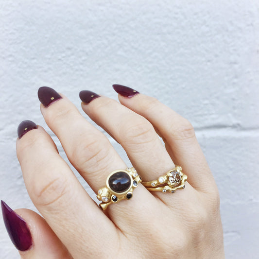 Black Diamond Ruby Cage Ring