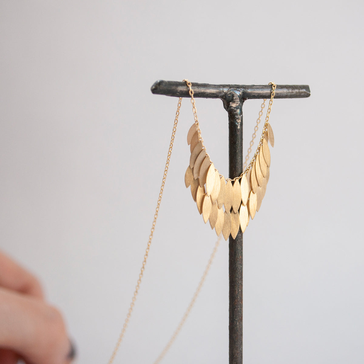 Double Golden Leaf Necklace