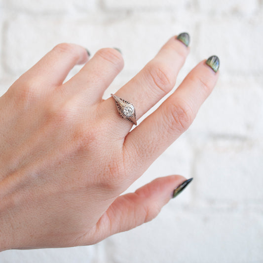 Deco Filigree Diamond Solitaire